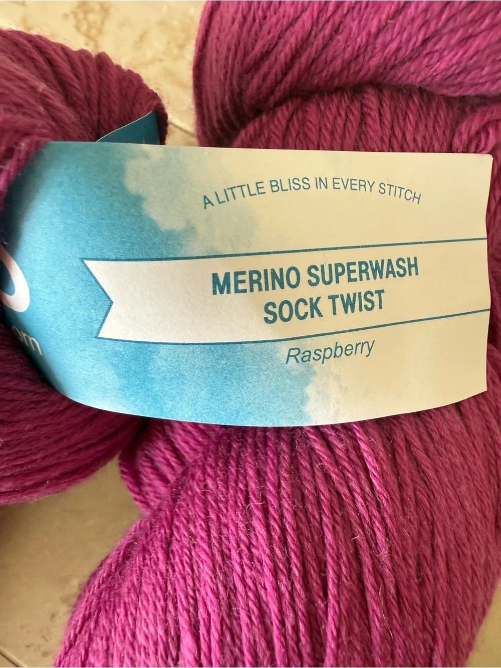 Cloudborn Fibers Merino Superwash Sock Twist Yarn in Raspberry - 2 Hanks